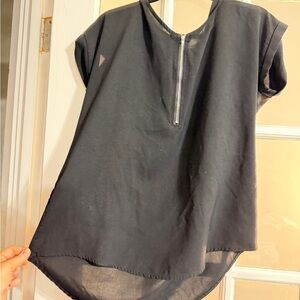Black Women's Top with Zipper Detail